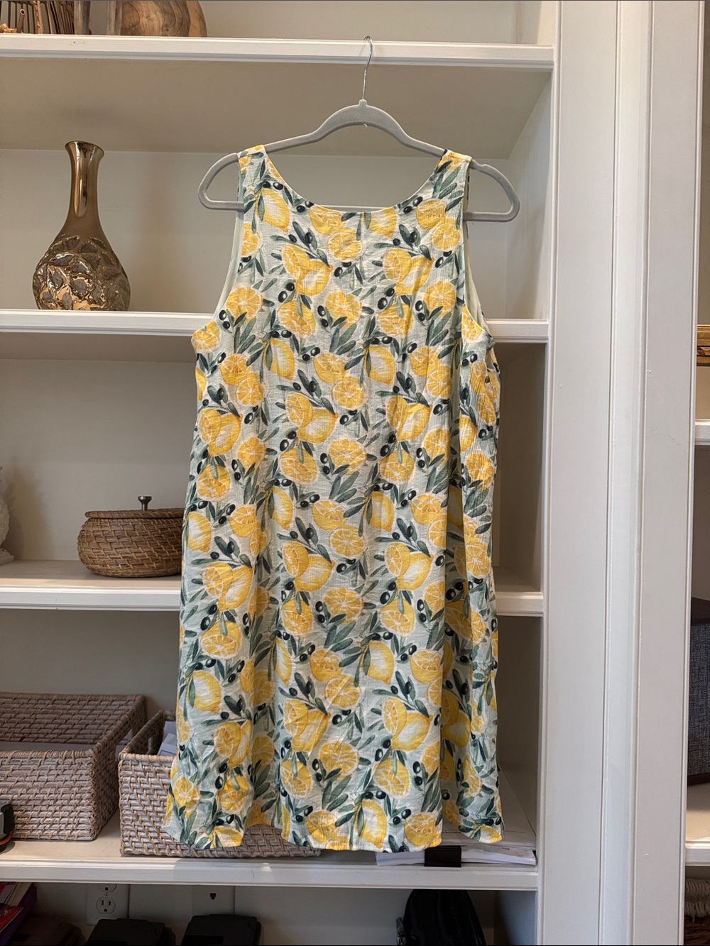 Abercrombie & Fitch Yellow Lemon-Print Sleeveless Dress